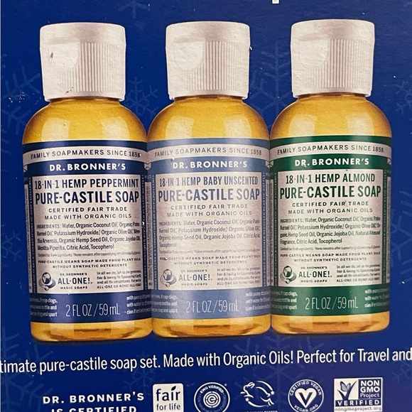 Dr. Bronner's Pure-Castile Soap Gift Set, 3 2oz Bottles, NIP - Picture 3 of 3